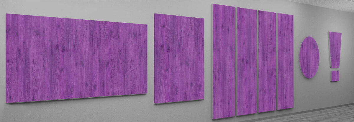 Holz Design Tafelmotiv - Violett eingefärbtes Holz als Fotodruck. Robuste und langlebige Oberfläche.