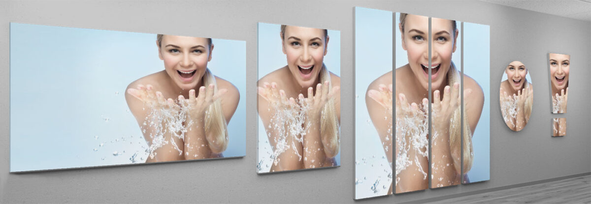 Kosmetik - Wellness Fotomotiv auf Magnetwand. Wasser ist Leben in den Farben Blau, Weiß, Hautfarben.