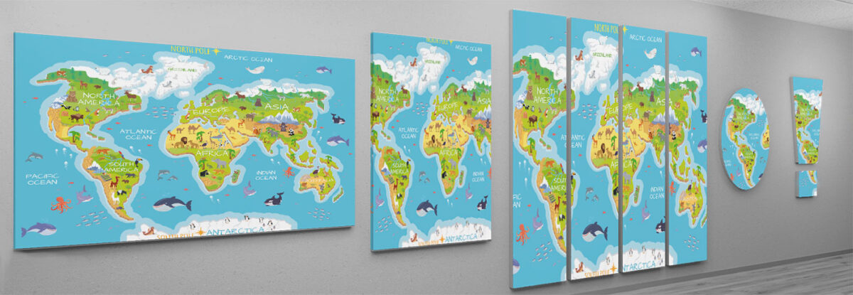 Kinder Weltkarte für Kinderzimmer und Kita.