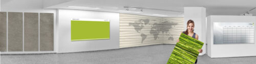 Raumansicht mit verschiedenen Magnettafel Designs