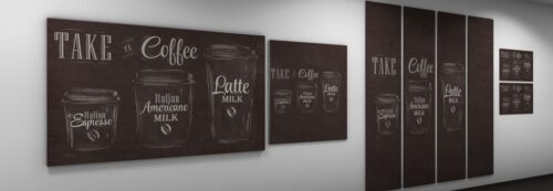 Coffee Latte Glas auf Schiefertafel.