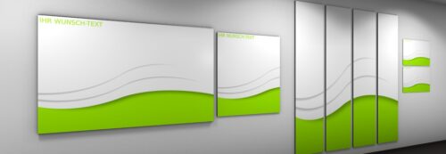 Grafik Design elegante Stahl Pinnwand mit Zuschnitt und Grafiker Service.