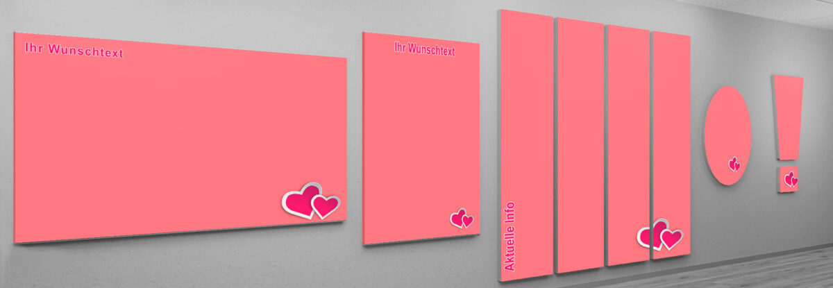Liebe - rosa Herzen - Magnetwand mit liebevollem Fotomotiv.